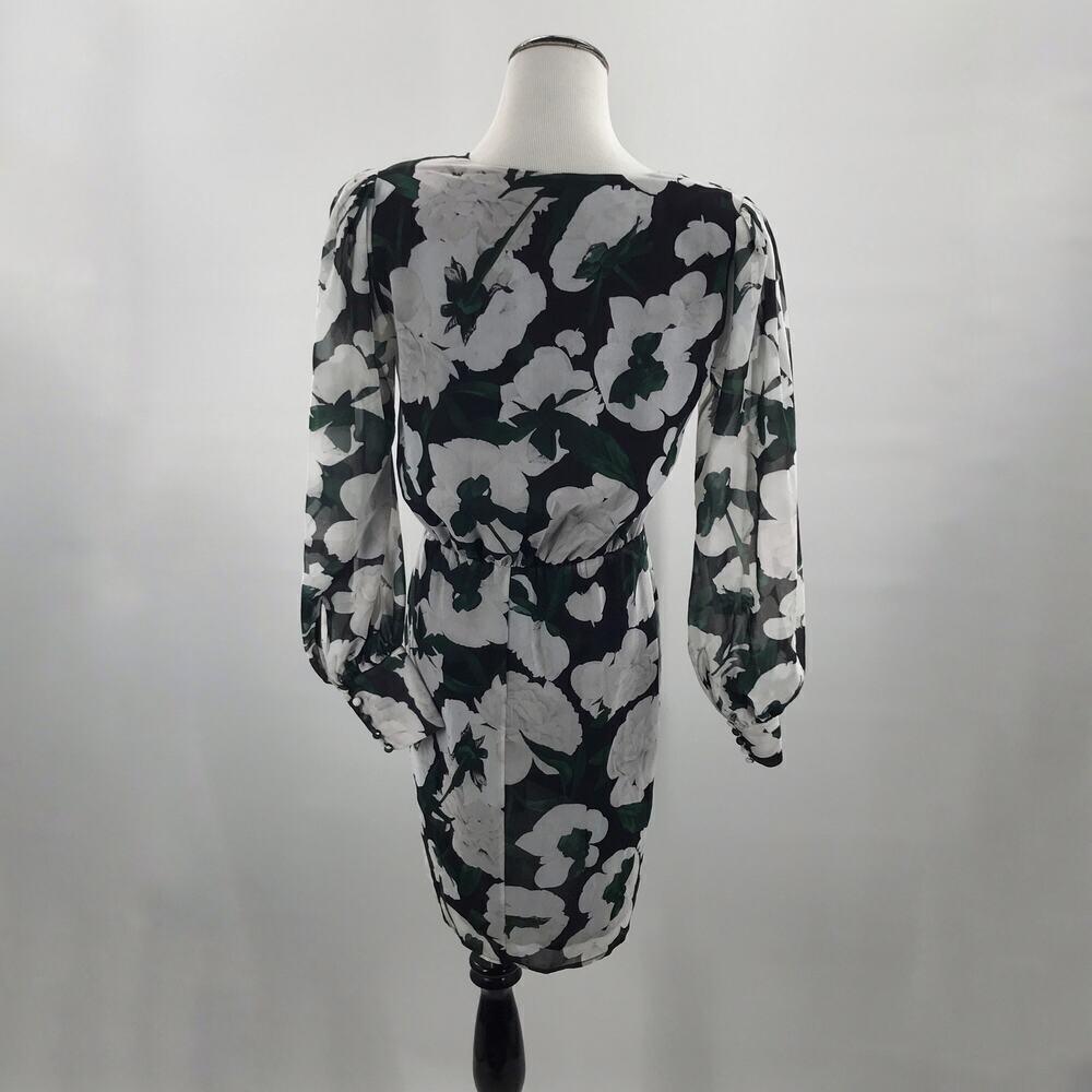 The Kooples Floral Ecru Short Printed Black Dress 2 - Picture 8 of 11
